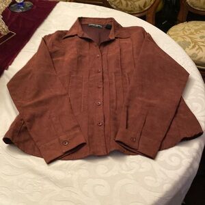 Lemon grass, chocolate, brown shirt size extra large in a fake suede